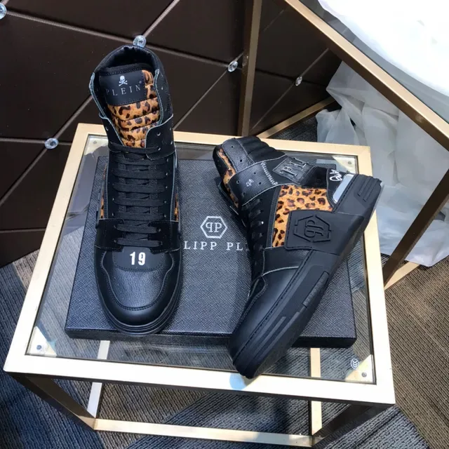 Philipp Plein Chaussures Lifestyle Noires Multicolores Hautes à Imprimé Léopard Accent 8