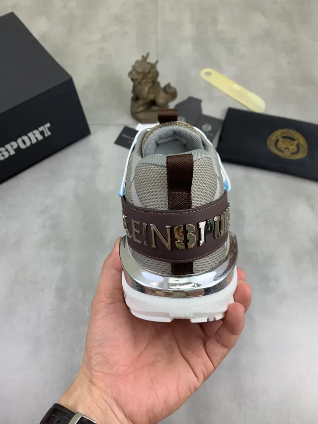 Philipp Plein 棕色和米色网面生活方式运动鞋 3