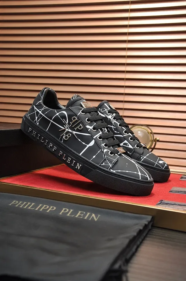 Philipp Plein Impression de verre fêlé Noir Lifestyle Sneakers 8