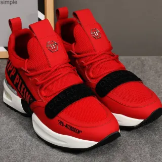 Philipp Plein Dream Series Red Mesh High-Top Chunky Sneakers