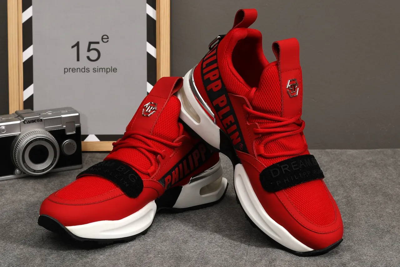 Philipp Plein Dream Series حذاء رياضي أحمر شبكي عالي سميك 4