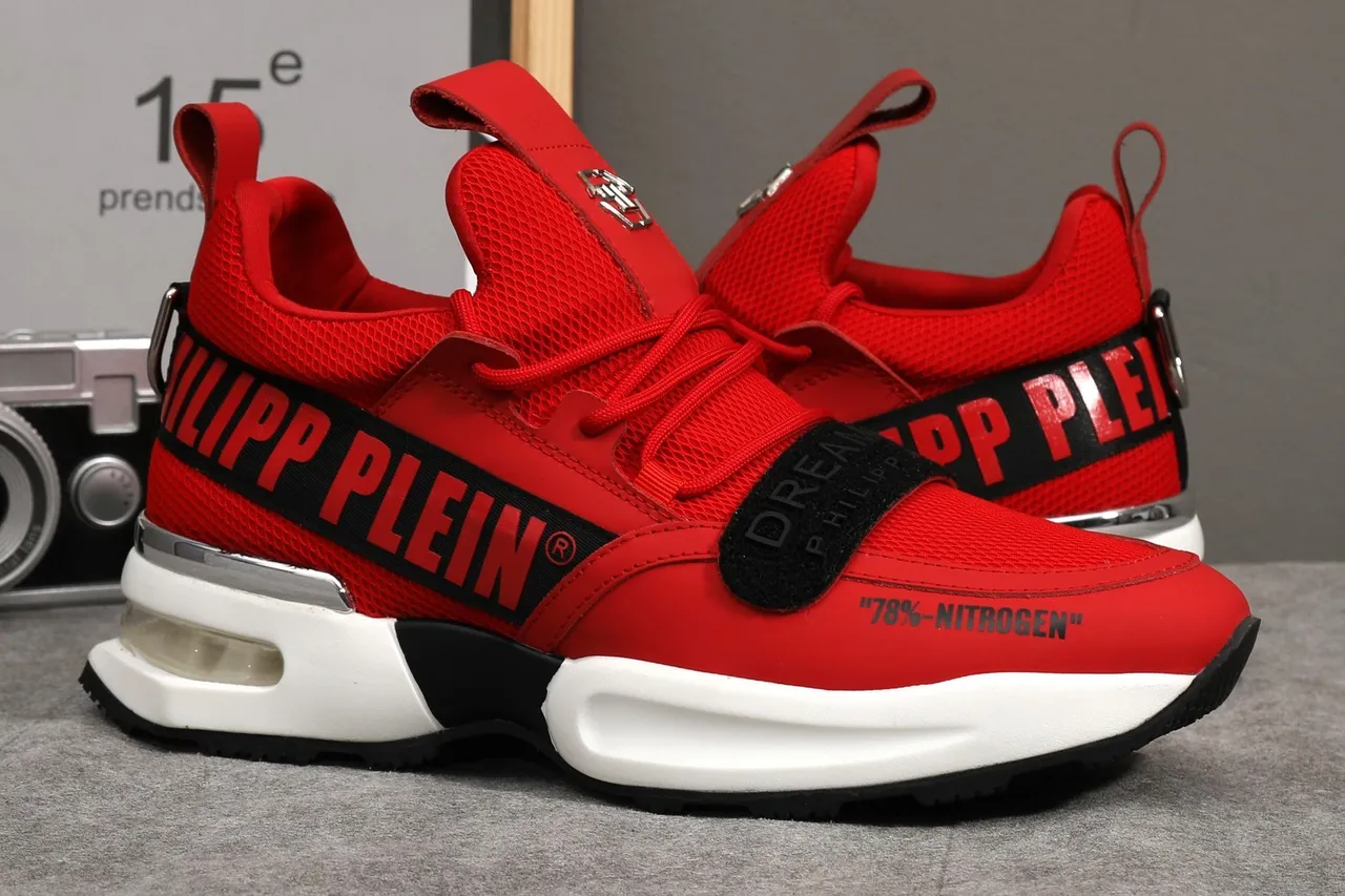 Philipp Plein Dream Series حذاء رياضي أحمر شبكي عالي سميك 5