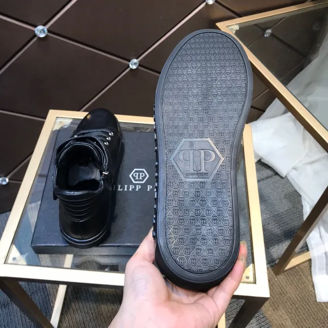 Philipp Plein Tênis lifestyle com cano alto e alça Preta 3