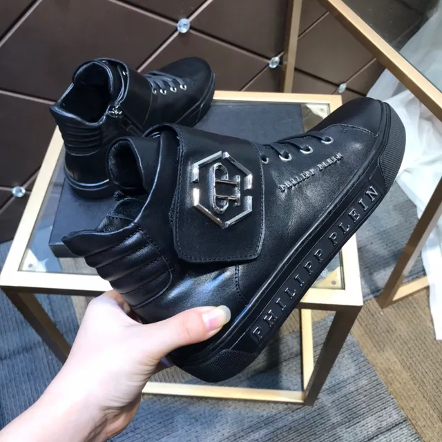 Philipp Plein Tênis lifestyle com cano alto e alça Preta 4