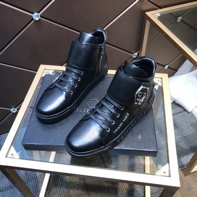 Philipp Plein Tênis lifestyle com cano alto e alça Preta 8