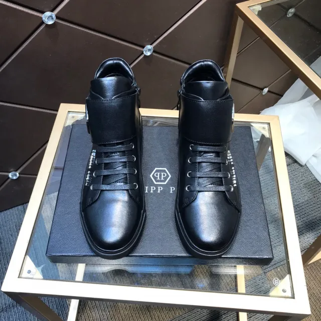 Philipp Plein Tênis lifestyle com cano alto e alça Preta 9