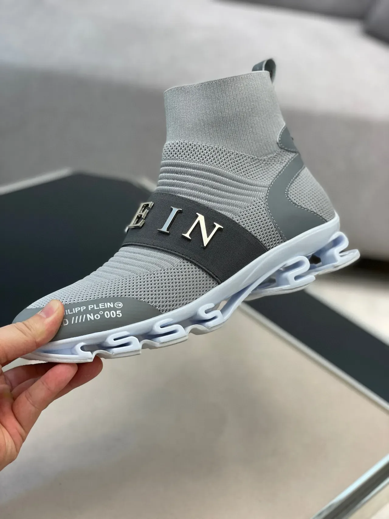 Philipp Plein I.D No°005 Cinza Tênis Lifestyle ajuste de meia 4