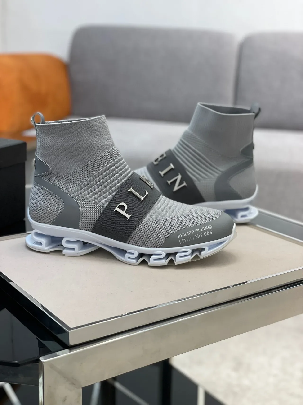 Philipp Plein I.D No°005 Cinza Tênis Lifestyle ajuste de meia 6