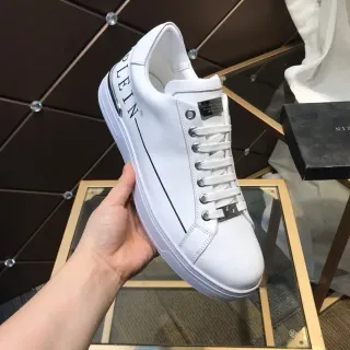 Philipp Plein Lifestyle Sneaker White Black Leather Platform Sole Lifestyle Sneakers
