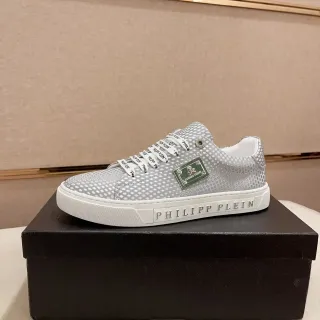Philipp Plein Perforated Silver-Gray Lifestyle Sneakers
