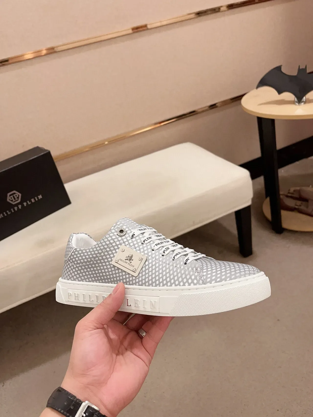 Philipp Plein Sneakers Lifestyle Gris Argent Perforées 4