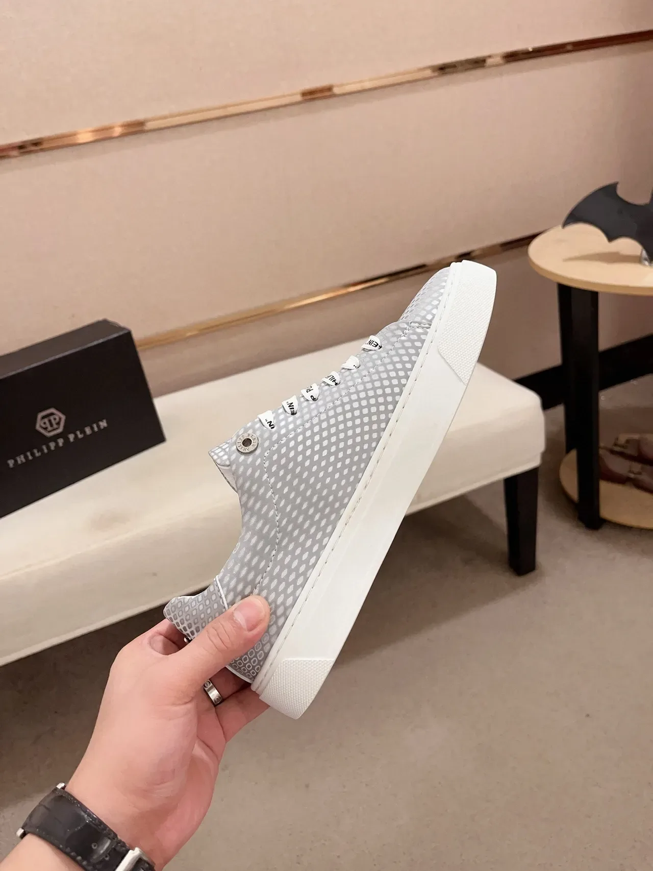 Philipp Plein Sneakers Lifestyle Gris Argent Perforées 5