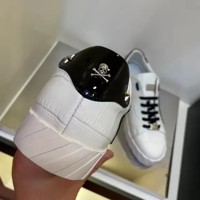 Philipp Plein Script Sneaker White Black Croc Leather Lifestyle Sneakers 5