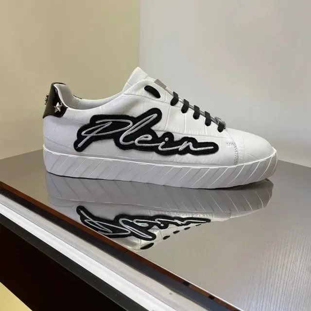 Philipp Plein Script Sneaker White Black Croc Leather Lifestyle Sneakers 7