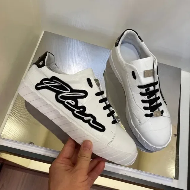 Philipp Plein Script Sneaker White Black Croc Leather Lifestyle Sneakers 9