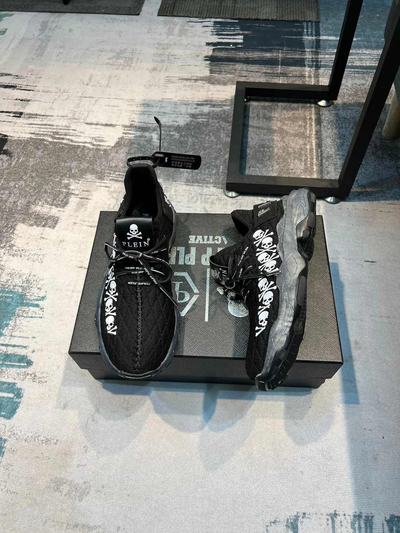 Philipp Plein Skull Runner 黑白 透明白 厚底运动鞋 4