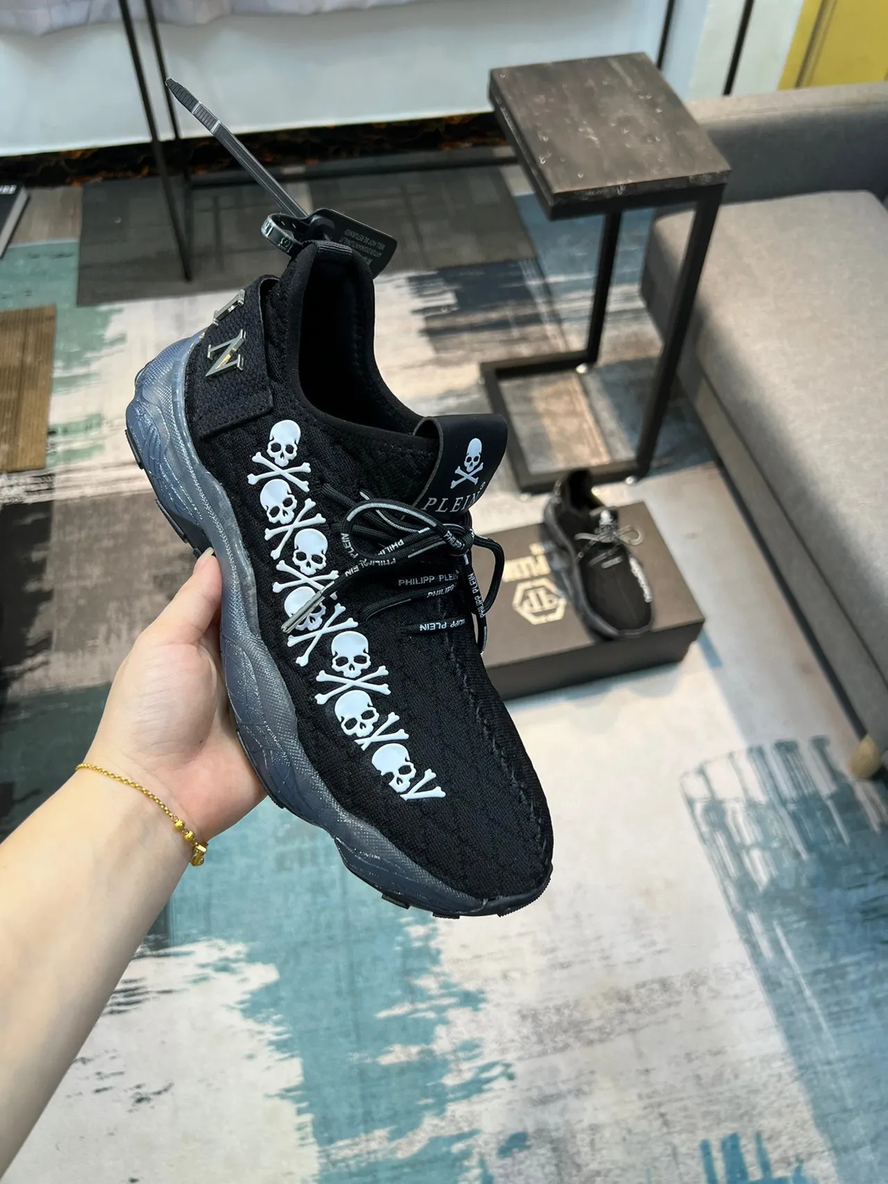 Philipp Plein Skull Runner 黑白 透明白 厚底运动鞋 6