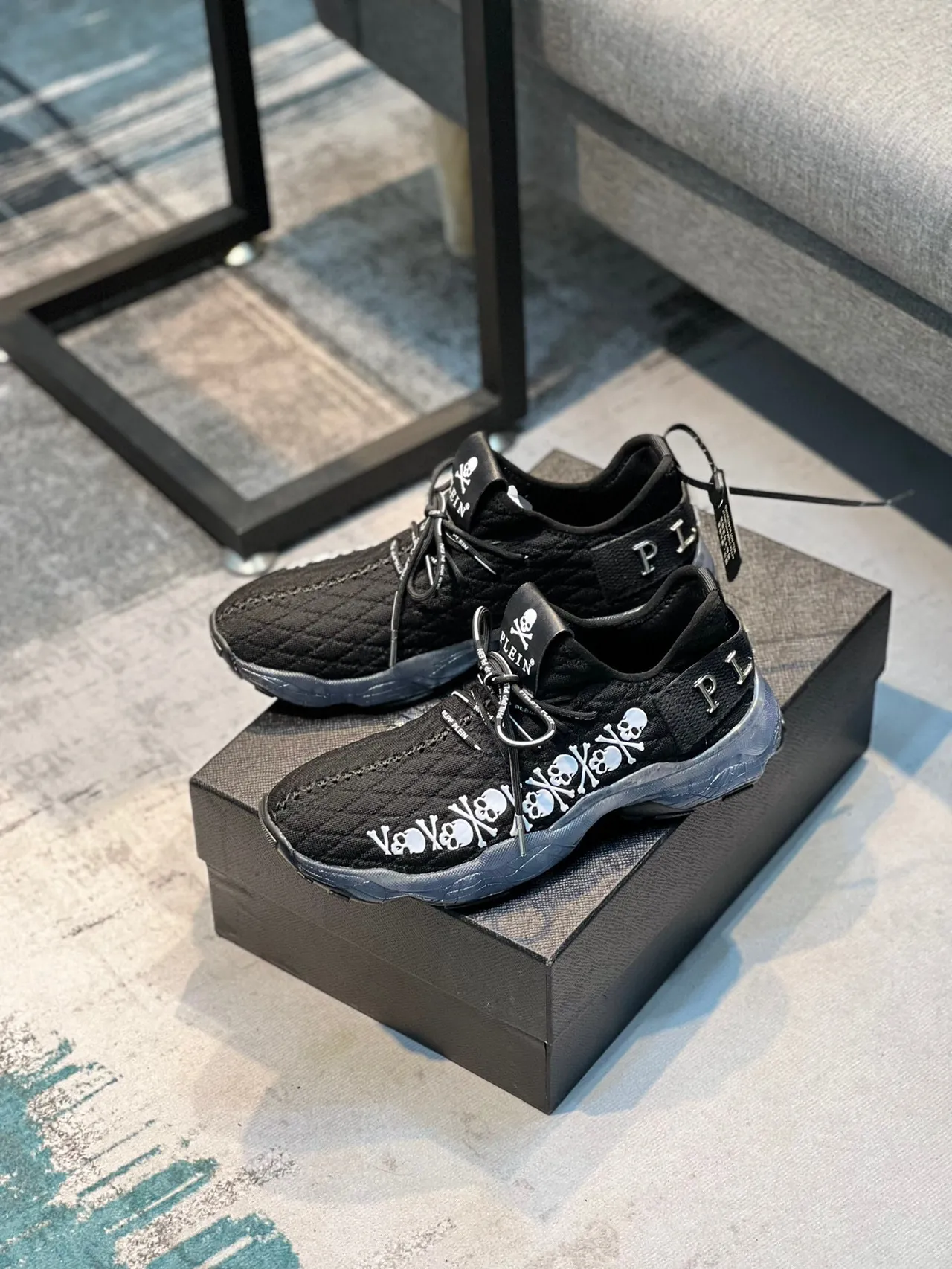 Philipp Plein Skull Runner 黑白 透明白 厚底运动鞋 8