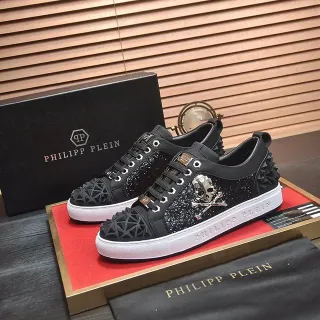 Philipp Plein Spiked Skull Embellished Black Lifestyle Sneakers