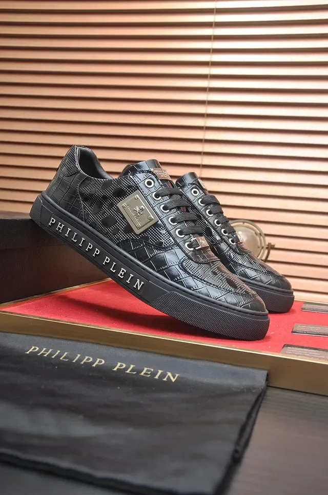 Philipp Plein Triple Black Glossy Croc-Embossed Lifestyle Sneakers 2