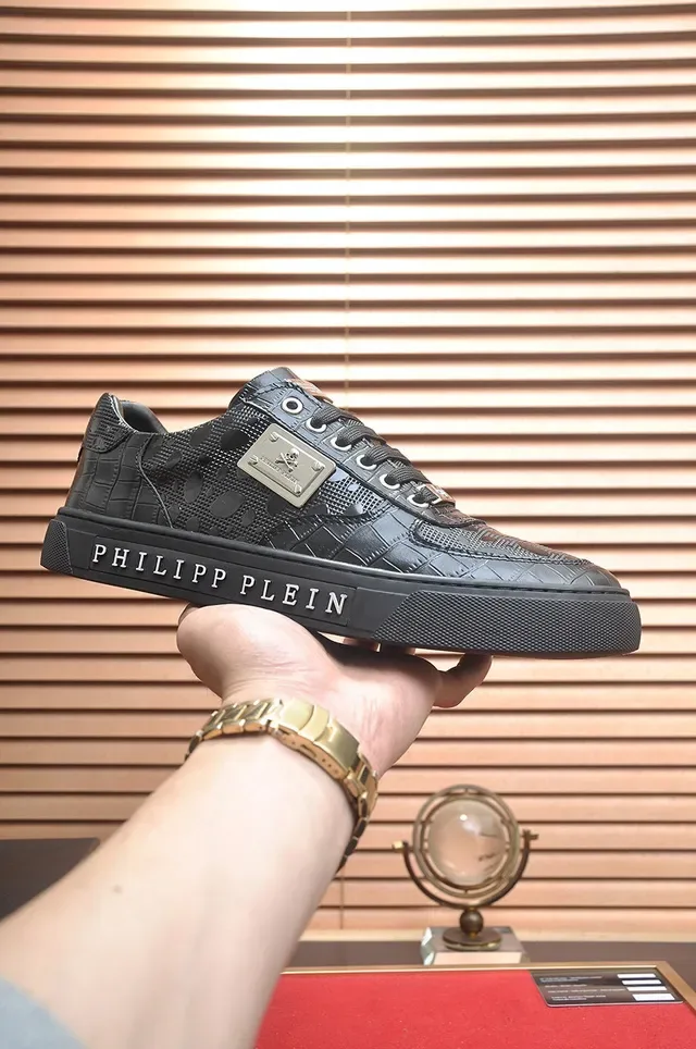 Philipp Plein Triple Black Glossy Croc-Embossed Lifestyle Sneakers 4