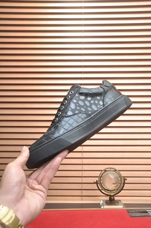 Philipp Plein Triple Black Glossy Croc-Embossed Lifestyle Sneakers 5