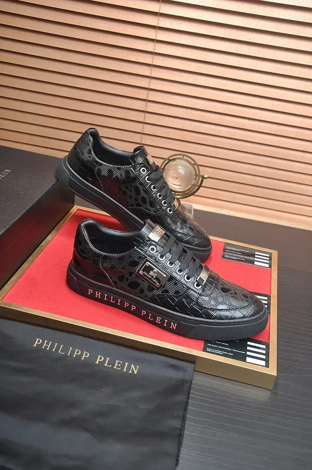 Philipp Plein Triple Black Glossy Croc-Embossed Lifestyle Sneakers 6