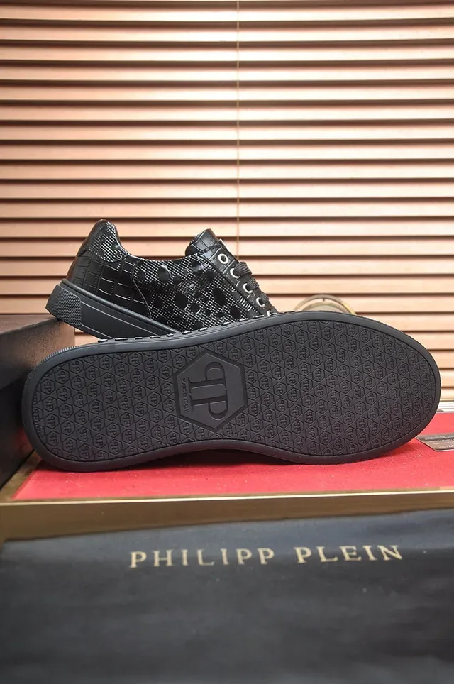 Philipp Plein Triple Black Glossy Croc-Embossed Lifestyle Sneakers 7
