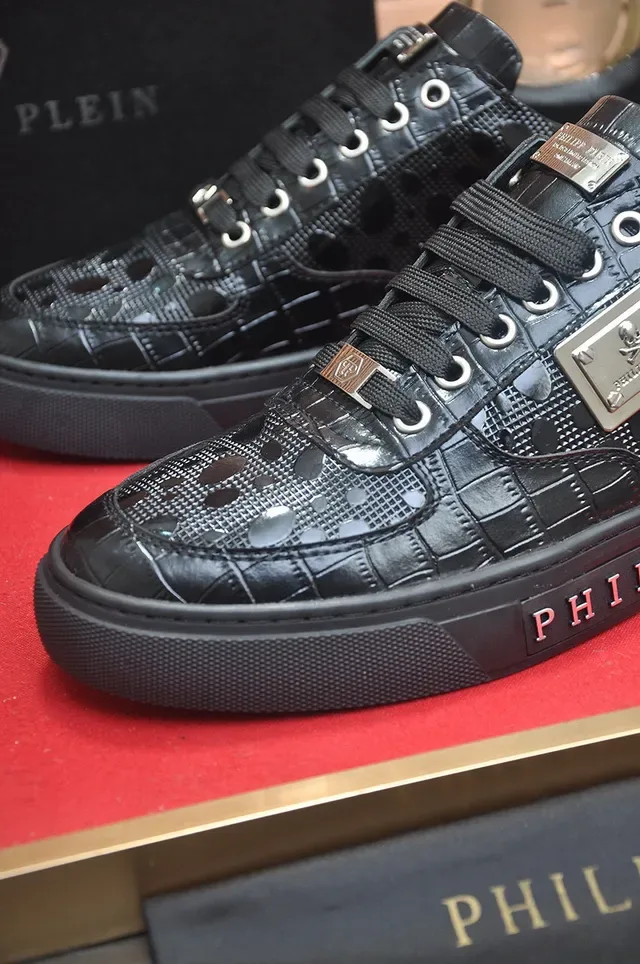 Philipp Plein Triple Black Glossy Croc-Embossed Lifestyle Sneakers 8
