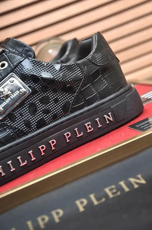 Philipp Plein Triple Black Glossy Croc-Embossed Lifestyle Sneakers 9