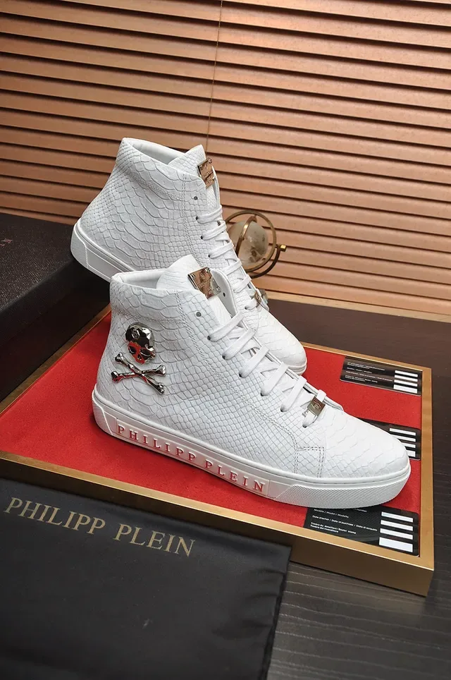 Philipp Plein سنيكر أبيض مطبوع تمساح عالي الارتفاع لايف ستايل 5