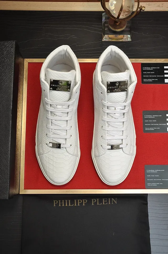 Philipp Plein سنيكر أبيض مطبوع تمساح عالي الارتفاع لايف ستايل 7