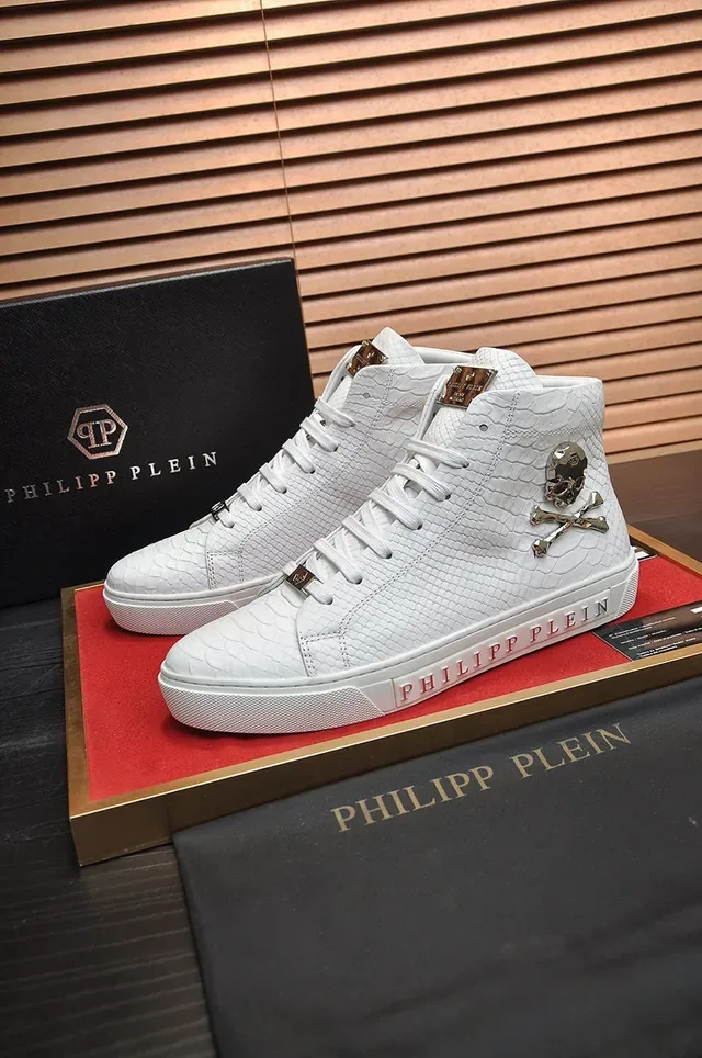 Philipp Plein سنيكر أبيض مطبوع تمساح عالي الارتفاع لايف ستايل 8