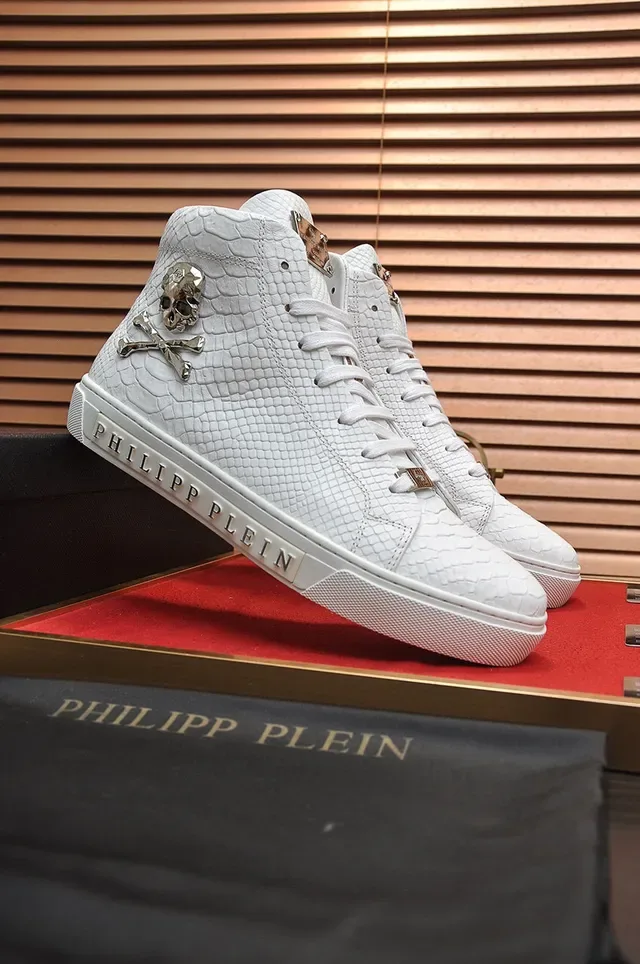 Philipp Plein سنيكر أبيض مطبوع تمساح عالي الارتفاع لايف ستايل 9