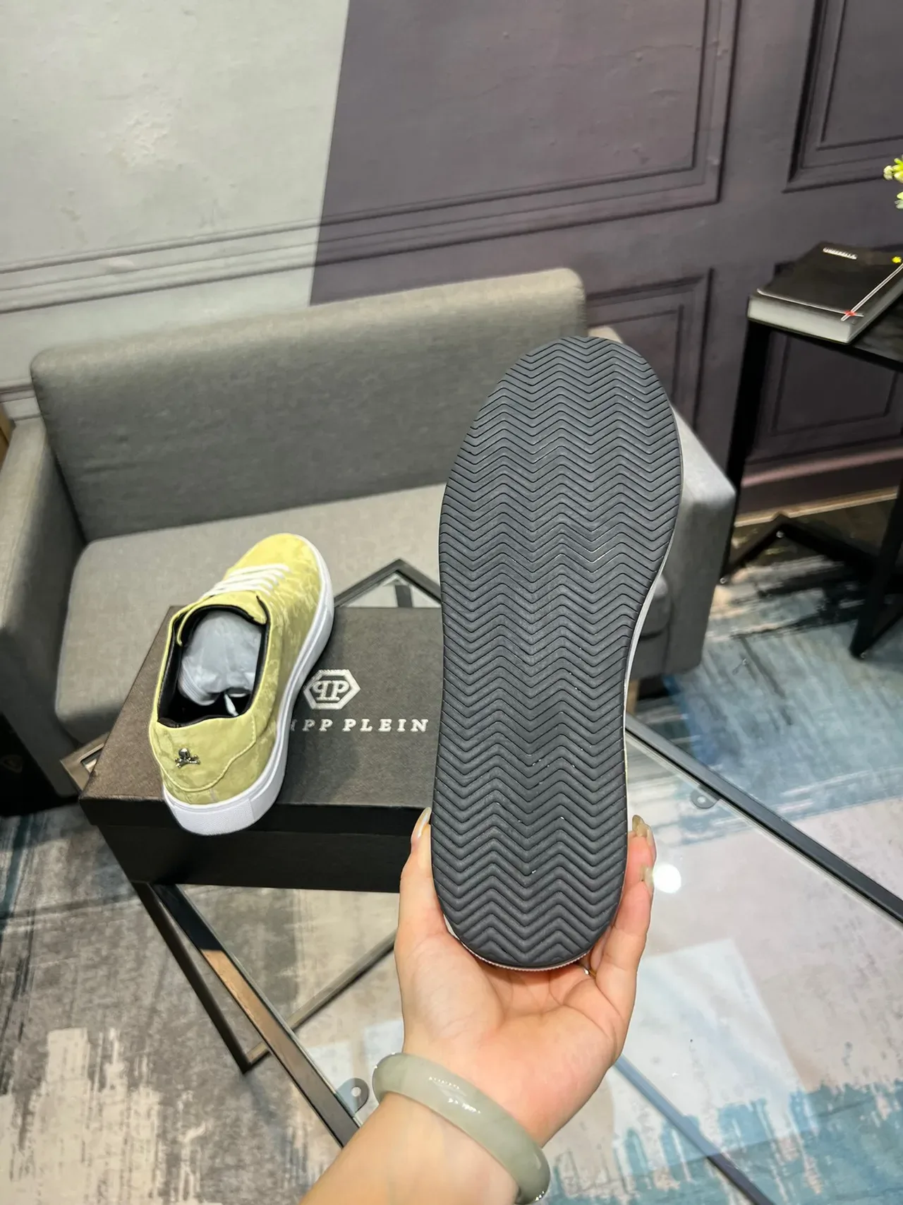 Philipp Plein Yellow White Textured Upper Laces Lifestyle Sneakers 7