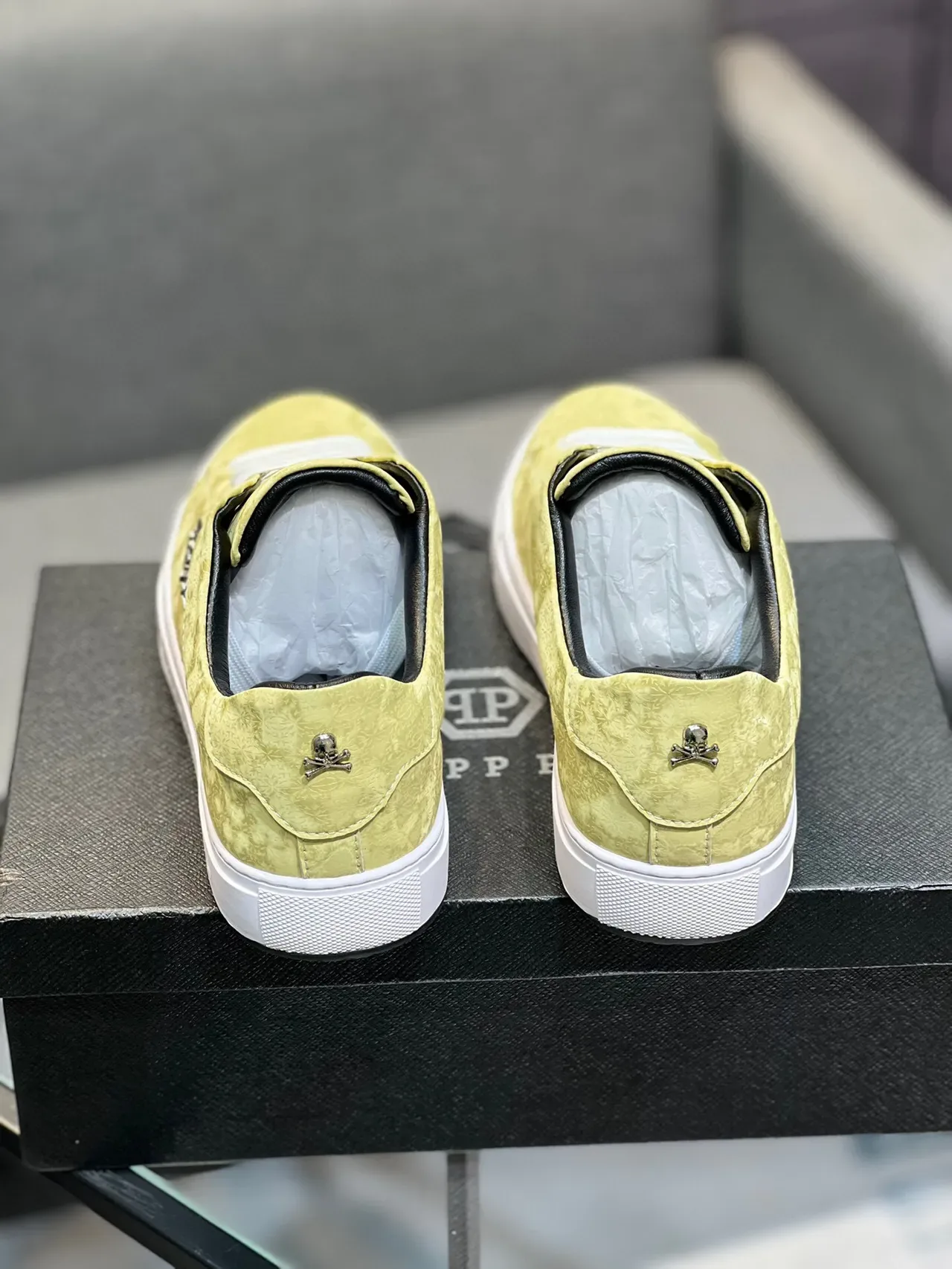 Philipp Plein Yellow White Textured Upper Laces Lifestyle Sneakers 8