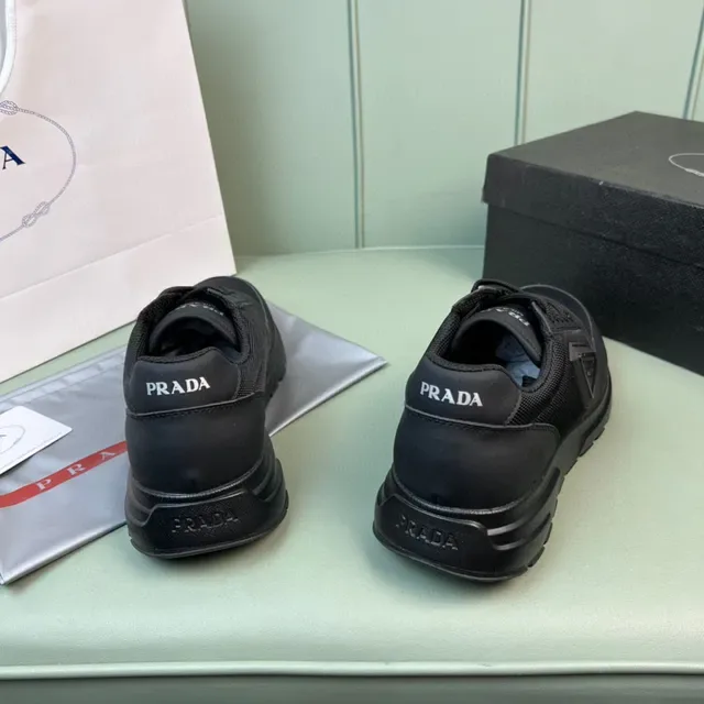 Prada কালো মেশ এন্ড সিন্থেটিক আপার লাইফস্টাইল স্নিকার্স 6