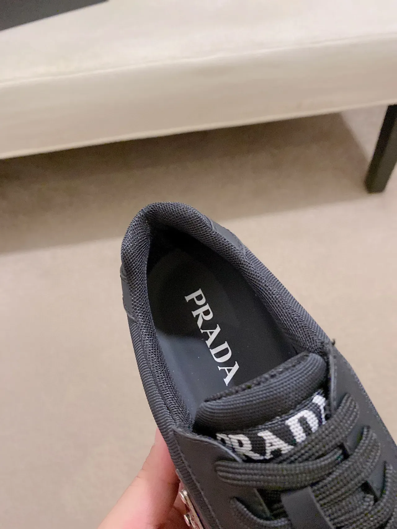 Prada Black Monochrome Mixed-Material Upper Lifestyle Sneakers 7