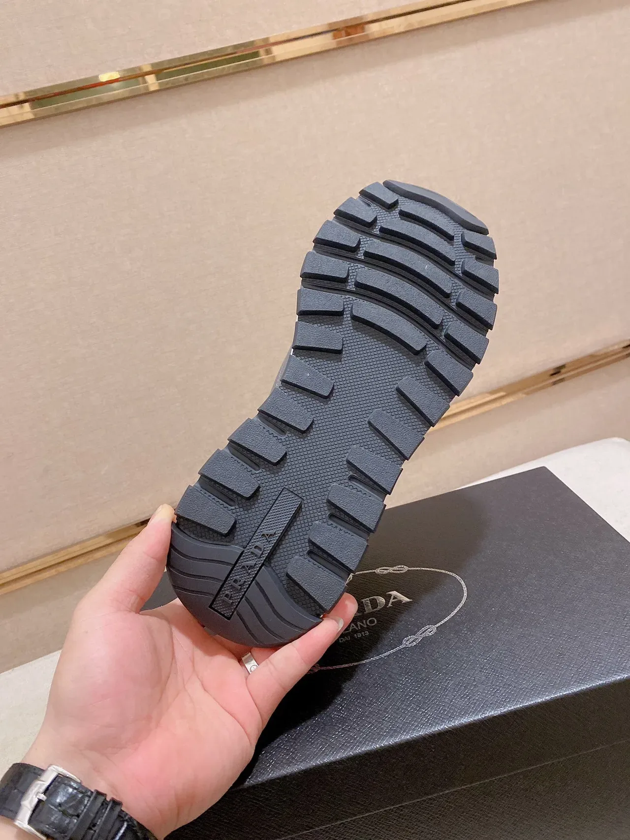 Prada Black Monochrome Mixed-Material Upper Lifestyle Sneakers 9