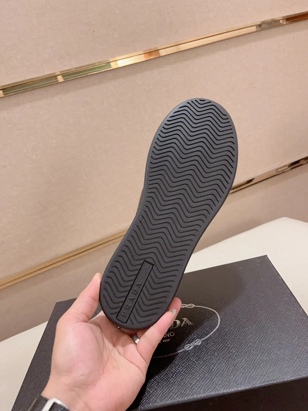 Prada Black Slip-On Textured Geometric Upper Loafer 9