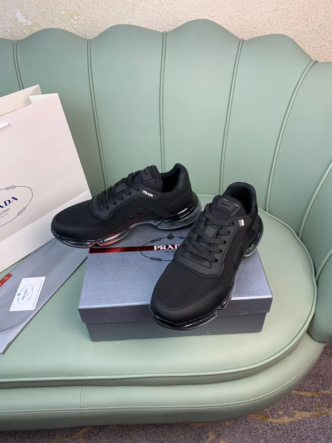 Prada negros transparentes monocromáticas Air-Unit Sole lifestyle zapatillas 7