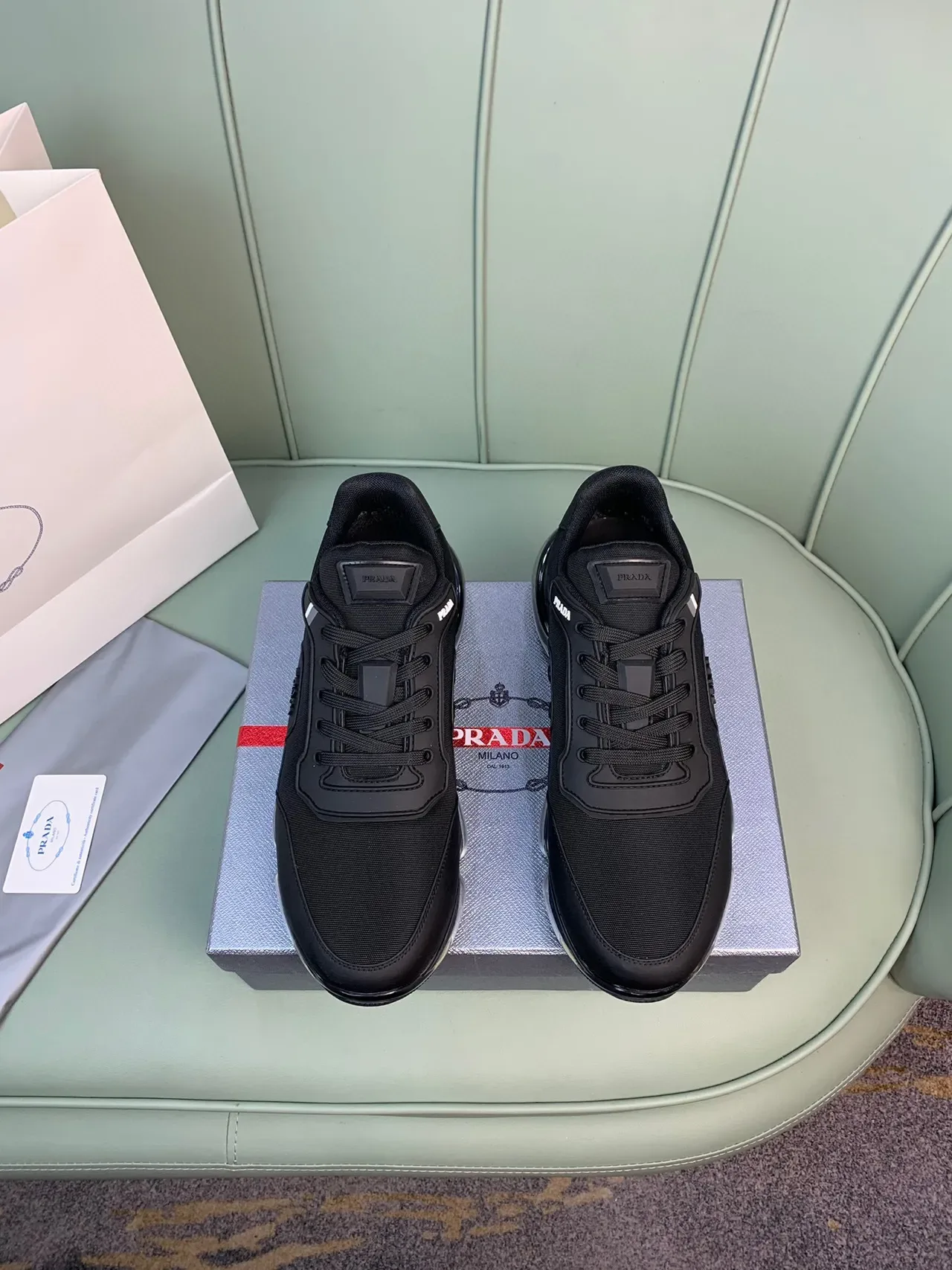 Prada negros transparentes monocromáticas Air-Unit Sole lifestyle zapatillas 8