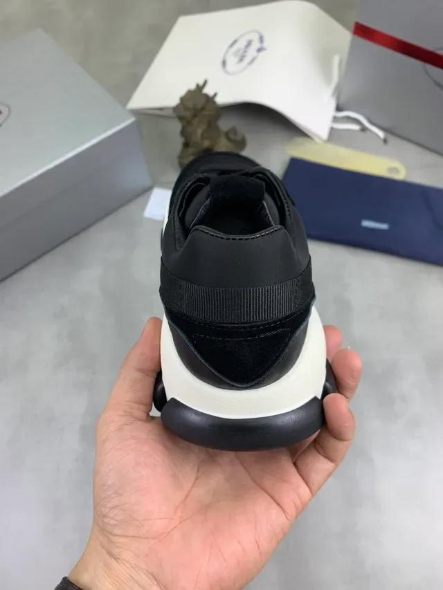 Prada Black White Chunky Sole Suede And Mesh Upper Lifestyle Sneakers 4