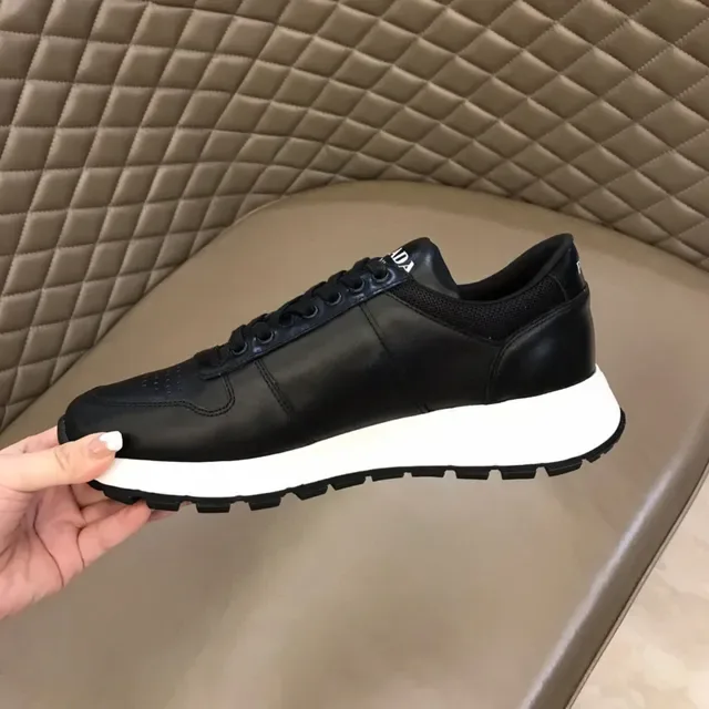 Prada Black White Leather Upper Platform Sole Lifestyle Sneakers 3