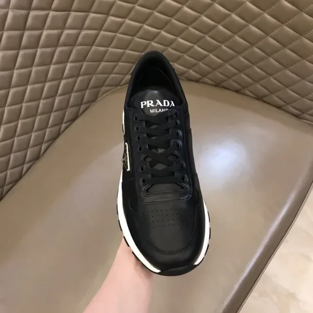 Prada Black White Leather Upper Platform Sole Lifestyle Sneakers 4
