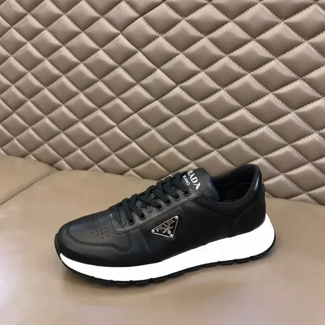 Prada Black White Leather Upper Platform Sole Lifestyle Sneakers 5
