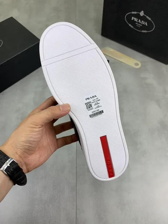 Prada Black White Mesh And Leather Upper Cupsole Lifestyle Sneakers 2