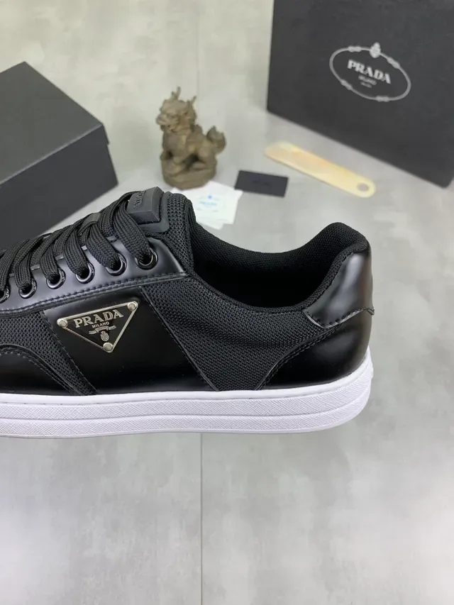Prada Black White Mesh And Leather Upper Cupsole Lifestyle Sneakers 4