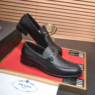 Prada Buckle Strap Loafer Black Leather Loafer