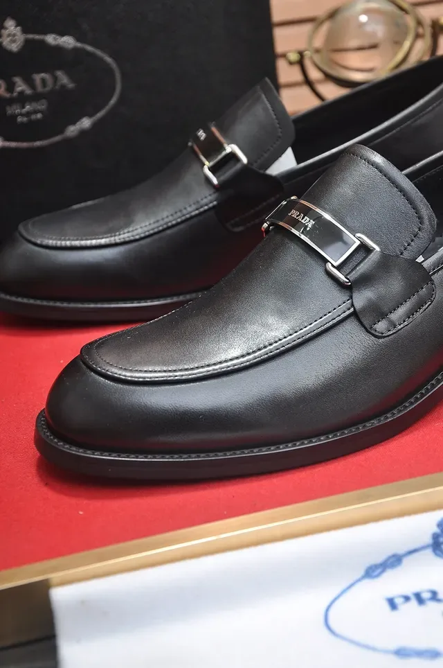 Prada Buckle Strap Loafer Black Leather Loafer 2